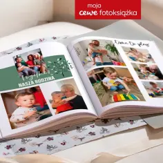 Otwarta fotoksiążka CEWE z rodzinnymi zdjęciami. Sprawdź empik fotoksiążka czas realizacji i stwórz własną!